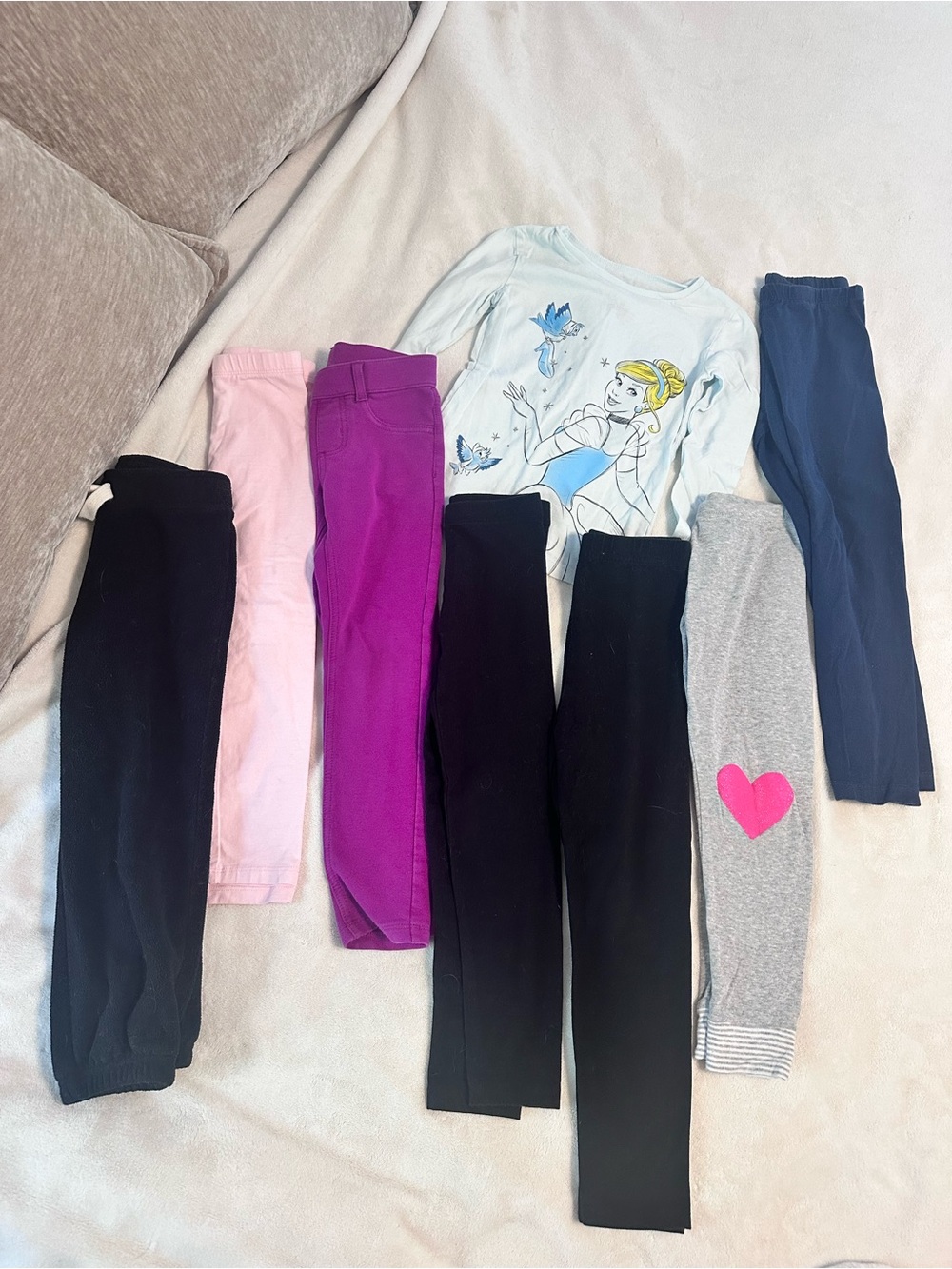 8 Piece Lot Girls pants & Cinderella top sz 5